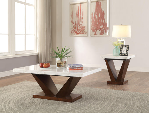 Forbes White Marble & Walnut Coffee Table - Imperial Furniture (Las Vegas, NV) - Multi Location