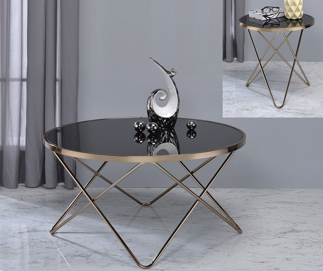 Valora Champagne & Black Glass Coffee Table - Imperial Furniture (Las Vegas, NV) - Multi Location