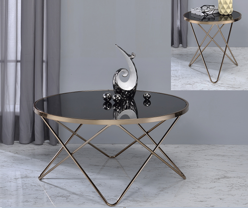 Valora Champagne & Black Glass Coffee Table - Imperial Furniture (Las Vegas, NV) - Multi Location