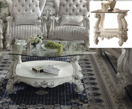Versailles Bone White & Clear Glass Coffee Table - Imperial Furniture (Las Vegas, NV) - Multi Location