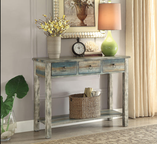 Glancio Antique White & Teal Console Table - Imperial Furniture (Las Vegas, NV) - Multi Location