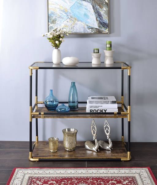 Heleris Black/Gold & Smoky Glass Console Table - Imperial Furniture (Las Vegas, NV) - Multi Location