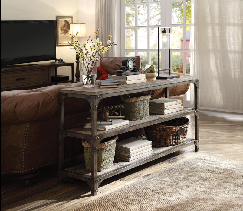 Gorden Weathered Oak & Antique Silver Console Table - Imperial Furniture (Las Vegas, NV) - Multi Location