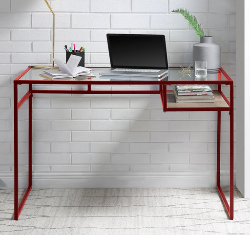 Yasin Red & Glass Desk - Imperial Furniture (Las Vegas, NV) - Multi Location
