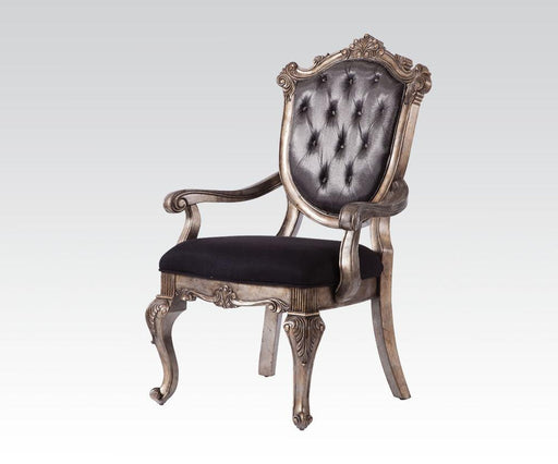 Acme Chantelle Button Tufted Back Seat Dining Arm Chair (Set of 2) in Antique Platinum 60543 - Imperial Furniture (Las Vegas, NV) - Multi Location