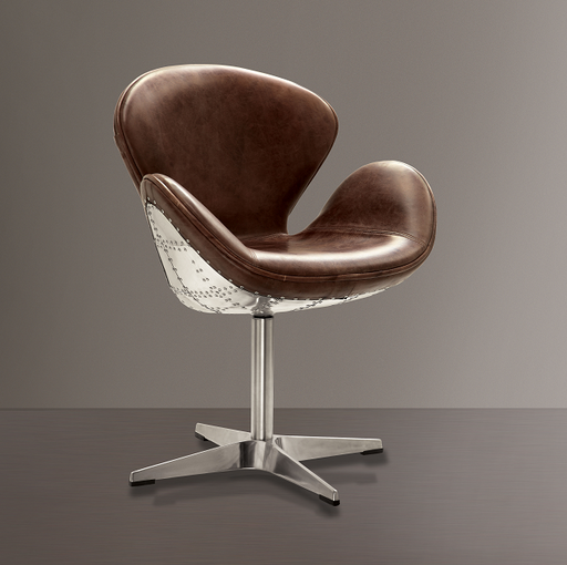 Brancaster Retro Brown Top Grain Leather & Aluminum Accent Chair (1Pc) - Imperial Furniture (Las Vegas, NV) - Multi Location