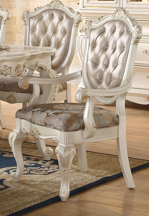 Chantelle Rose Gold PU & Pearl White Arm Chair - Imperial Furniture (Las Vegas, NV) - Multi Location