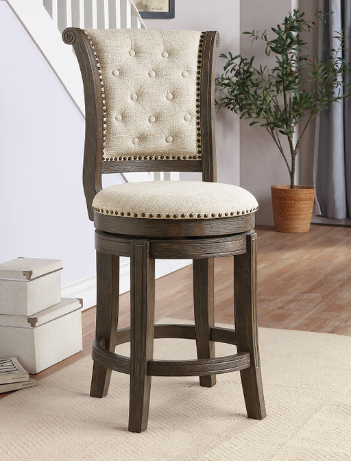 Glison Beige Fabric & Walnut Counter Height Chair (1Pc) - Imperial Furniture (Las Vegas, NV) - Multi Location