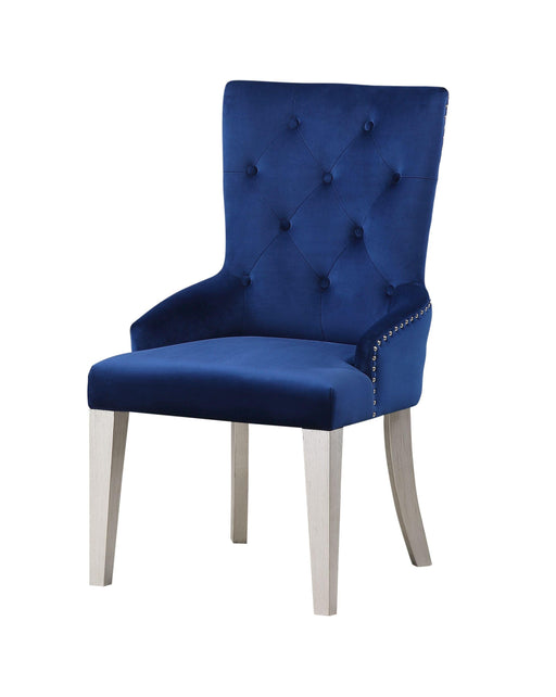 Varian Blue Fabric & Antique Platinum Side Chair (1Pc) - Imperial Furniture (Las Vegas, NV) - Multi Location