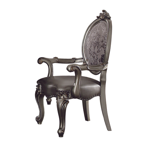 Versailles Silver PU & Antique Platinum Arm Chair - Imperial Furniture (Las Vegas, NV) - Multi Location