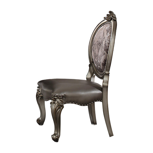 Versailles Silver PU & Antique Platinum Side Chair - Imperial Furniture (Las Vegas, NV) - Multi Location
