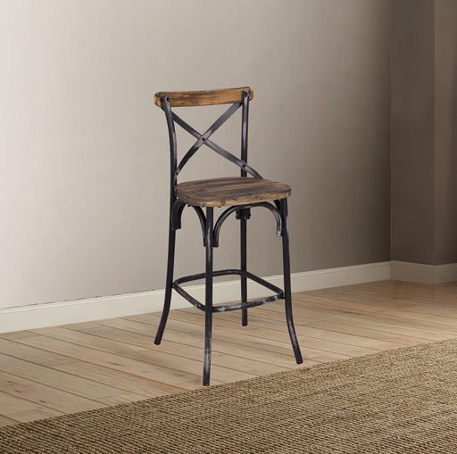Zaire Antique Black & Antique Oak Bar Chair (1Pc) - Imperial Furniture (Las Vegas, NV) - Multi Location