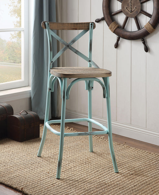Zaire Antique Sky & Antique Oak Bar Chair (1Pc) - Imperial Furniture (Las Vegas, NV) - Multi Location