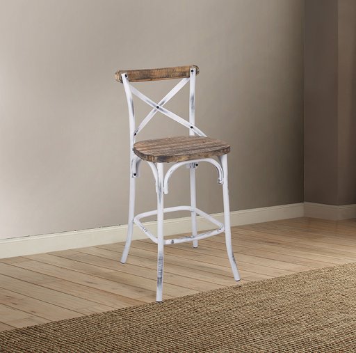 Zaire Antique White & Antique Oak Bar Chair (1Pc) - Imperial Furniture (Las Vegas, NV) - Multi Location