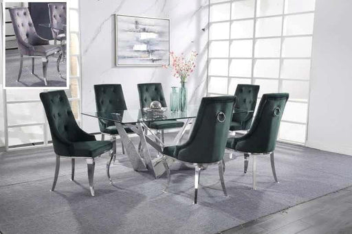 Dekel Clear Glass & Stainless Steel Dining Room Set - Imperial Furniture (Las Vegas, NV) - Multi Location