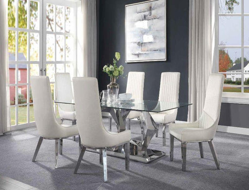 Gianna Clear Glass & Stainless Steel Dining Room Set - Imperial Furniture (Las Vegas, NV) - Multi Location