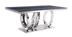 Nasir Gray Printed Faux Marble & Mirrored Silver Finish Dining Room Table - Imperial Furniture (Las Vegas, NV) - Multi Location