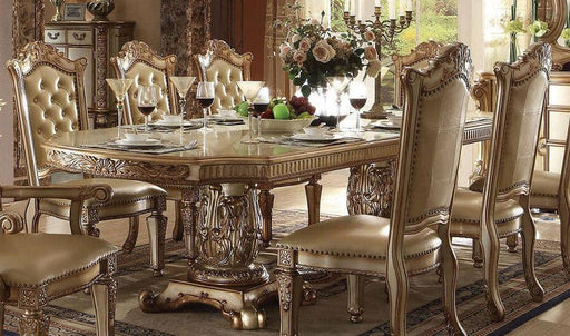 Acme Vendome Double Pedestal Dining Table in Gold Patina 63000 - Imperial Furniture (Las Vegas, NV) - Multi Location