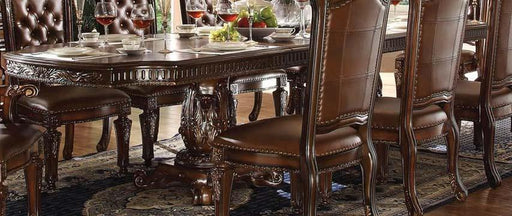 Acme Vendome Double Pedestal Dining Table with Two Leaves in Cherry 62000 - Imperial Furniture (Las Vegas, NV) - Multi Location