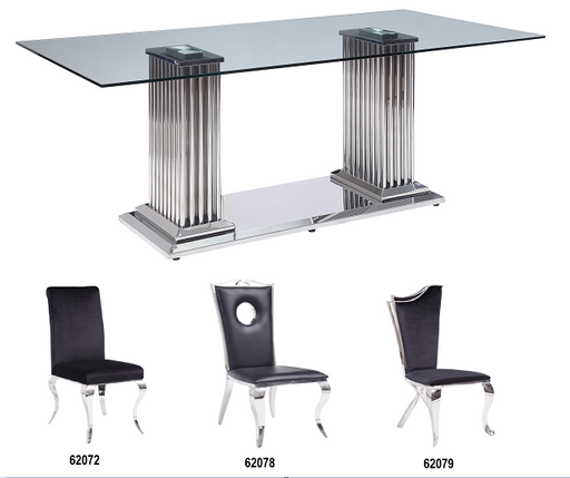 Cyrene Stainless Steel & Clear Glass Dining Table - Imperial Furniture (Las Vegas, NV) - Multi Location