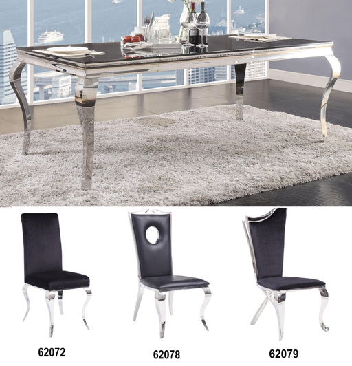 Fabiola Stainless Steel & Black Glass Dining Table - Imperial Furniture (Las Vegas, NV) - Multi Location