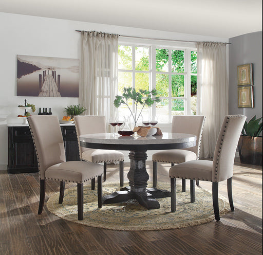 Nolan White Marble & Salvage Dark Oak Dining Table - Imperial Furniture (Las Vegas, NV) - Multi Location