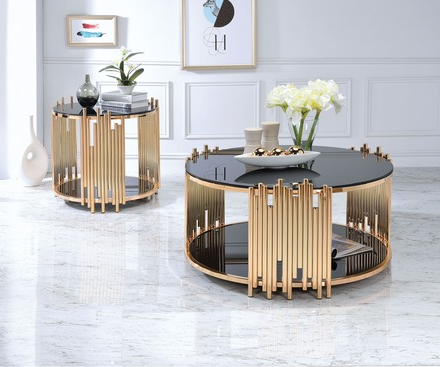 Acme Furniture Tanquin End Table in Gold/Black 84492 - Imperial Furniture (Las Vegas, NV) - Multi Location