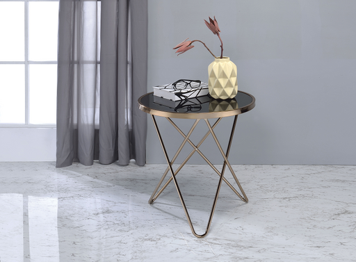 Valora Champagne & Black Glass End Table - Imperial Furniture (Las Vegas, NV) - Multi Location