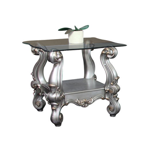Versailles Antique Platinum & Clear Glass End Table - Imperial Furniture (Las Vegas, NV) - Multi Location