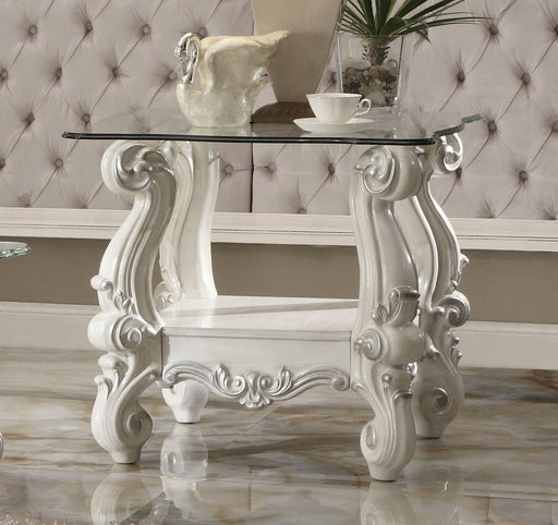 Versailles Bone White & Clear Glass End Table - Imperial Furniture (Las Vegas, NV) - Multi Location