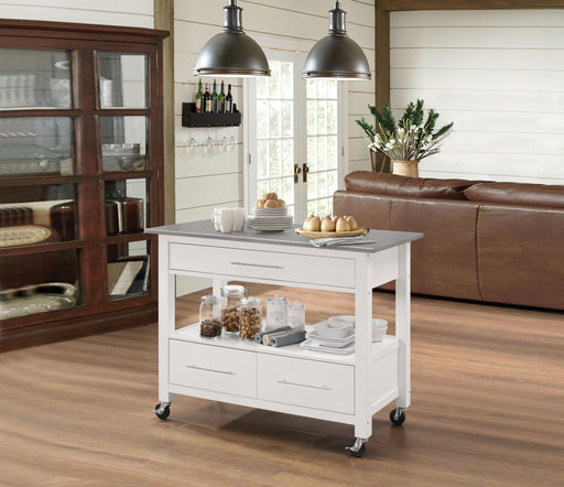 Ottawa Stainless Steel & White Kitchen Cart - Imperial Furniture (Las Vegas, NV) - Multi Location