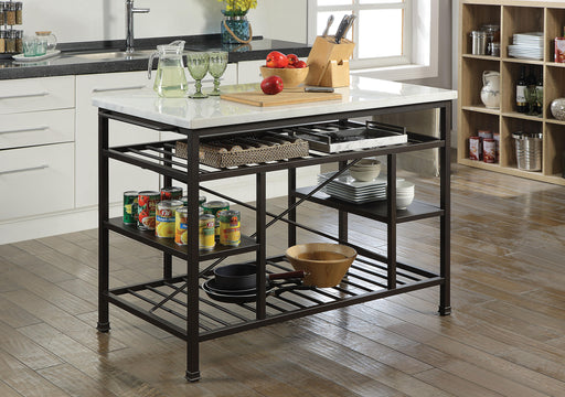 Lanzo Marble & Gunmetal Kitchen Island (Counter) - Imperial Furniture (Las Vegas, NV) - Multi Location
