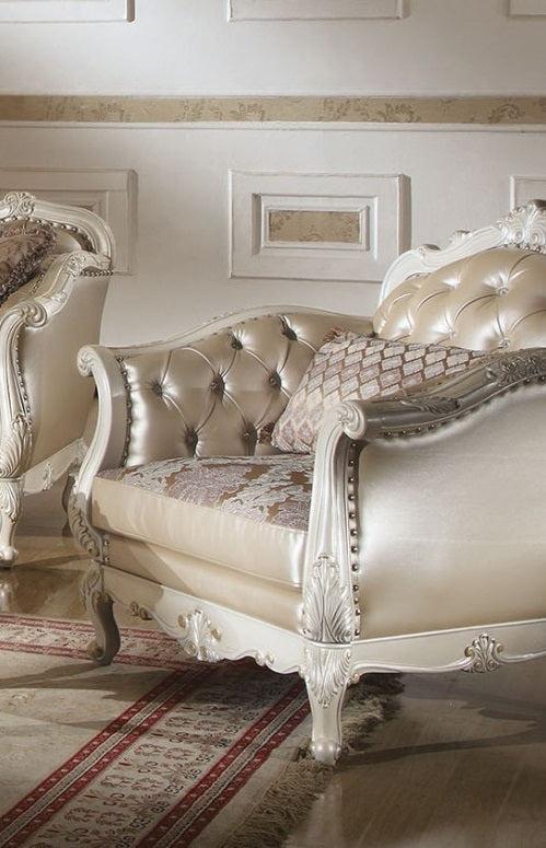 Acme Chantelle Living Room Chair w/Pillow in Pearl White 53542 - Imperial Furniture (Las Vegas, NV) - Multi Location