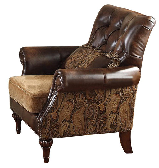 Acme Dreena Traditional Bonded Leather and Chenille Chair 05497 - Imperial Furniture (Las Vegas, NV) - Multi Location