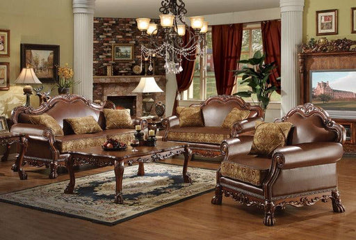Dresden Brown PU & Chenille, Cherry Oak 3-Piece Living Room Set - Imperial Furniture (Las Vegas, NV) - Multi Location