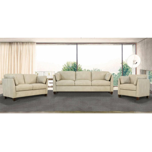 Matias Dusty White Leather 3-Piece Living Room Set - Imperial Furniture (Las Vegas, NV) - Multi Location