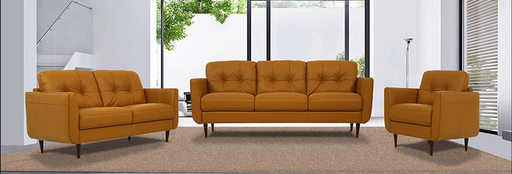 Radwan Pesto Camel Leather 3-Piece Living Room Set - Imperial Furniture (Las Vegas, NV) - Multi Location