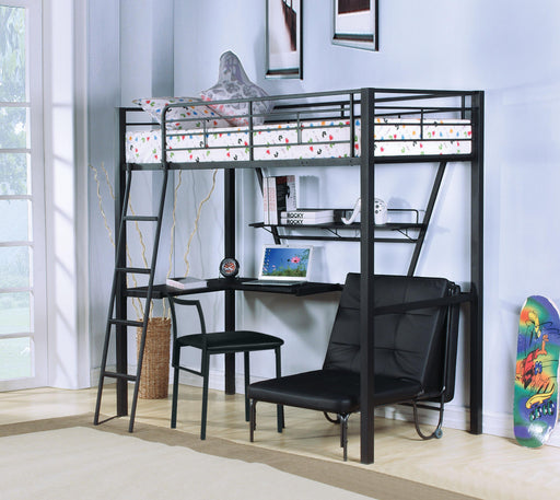 Senon Silver & Black Loft Bed & Desk - Imperial Furniture (Las Vegas, NV) - Multi Location