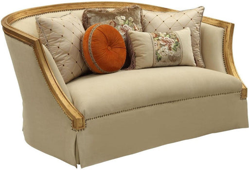 Acme Furniture Daesha Loveseat in Tan Flannel & Antique Gold 50836 - Imperial Furniture (Las Vegas, NV) - Multi Location
