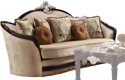 Acme Furniture Ernestine Loveseat with 6 Pillows in Tan and Black 52111 - Imperial Furniture (Las Vegas, NV) - Multi Location