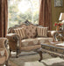 Acme Ragenardus Loveseat with 2 Pillows in Fabric & Vintage Oak 56031 - Imperial Furniture (Las Vegas, NV) - Multi Location