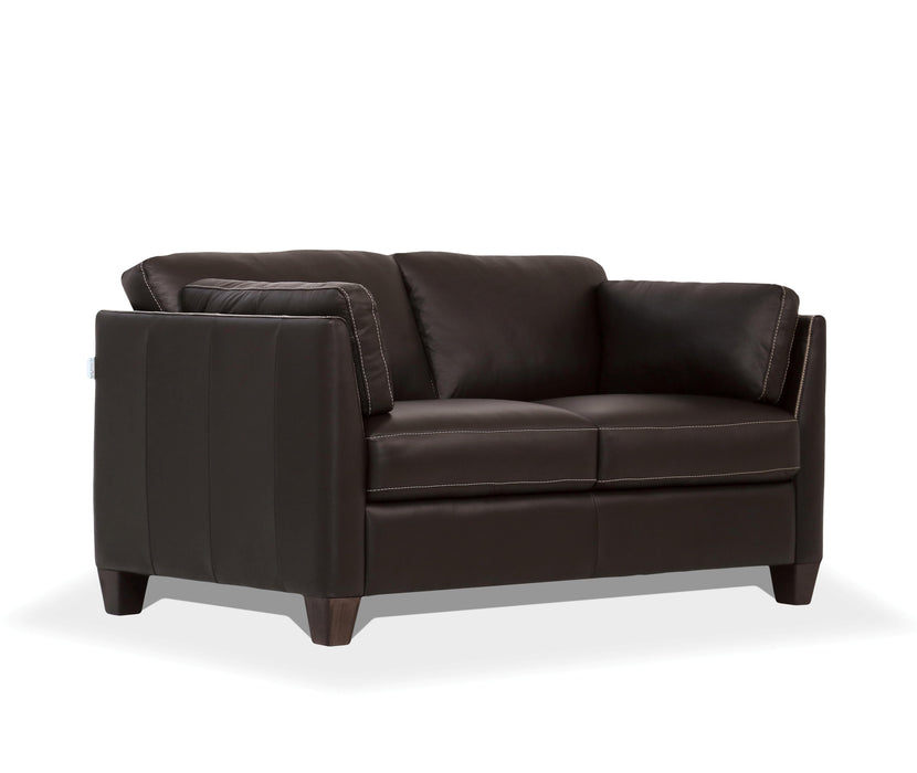 Matias Chocolate Leather Loveseat - Imperial Furniture (Las Vegas, NV) - Multi Location