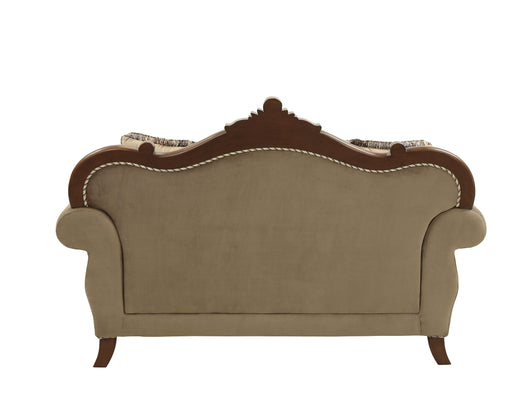 Mehadi Velvet & Walnut Loveseat w/6 Pillows - Imperial Furniture (Las Vegas, NV) - Multi Location