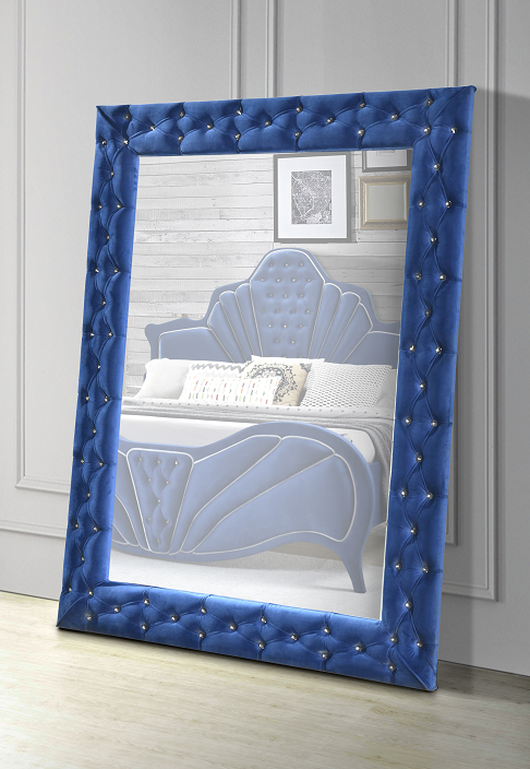 Dante Blue Velvet Accent Floor Mirror - Imperial Furniture (Las Vegas, NV) - Multi Location