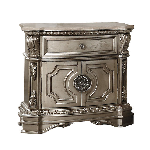 Northville Antique Silver Nightstand (MARBLE TOP) - Imperial Furniture (Las Vegas, NV) - Multi Location