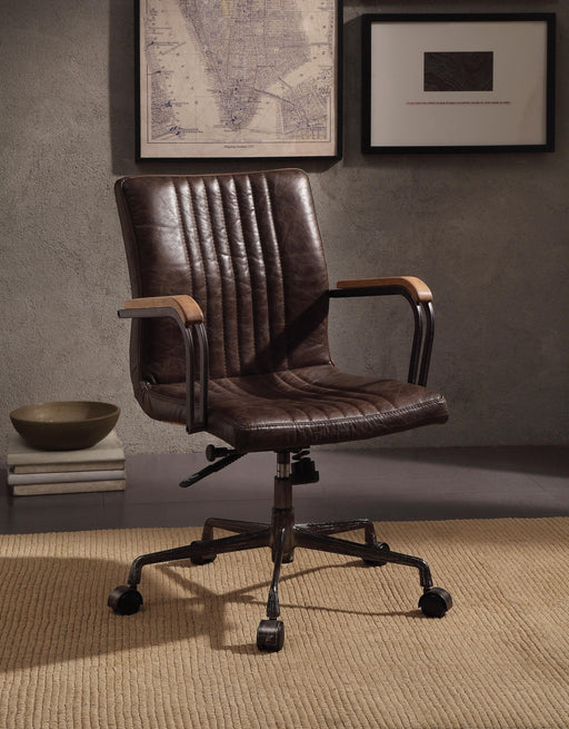 Joslin Distress Chocolate Top Grain Leather Office Chair - Imperial Furniture (Las Vegas, NV) - Multi Location