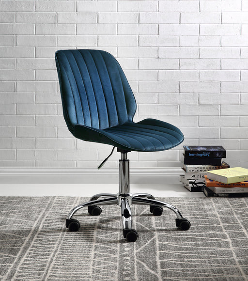 Muata Twilight Blue Velvet & Chrome Office Chair - Imperial Furniture (Las Vegas, NV) - Multi Location