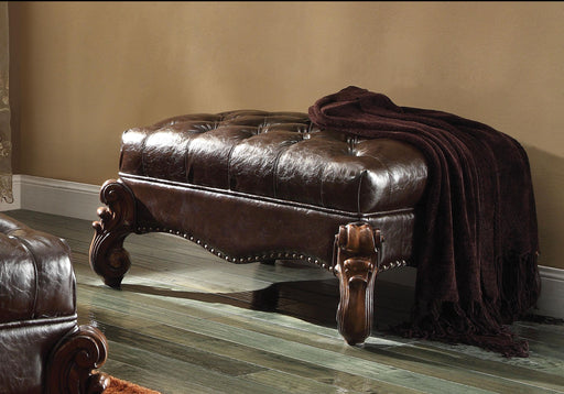 Versailles 2-Tone Dark Brown PU & Cherry Oak Ottoman - Imperial Furniture (Las Vegas, NV) - Multi Location