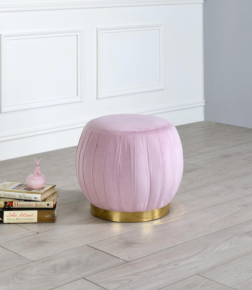 Zinnia Pink Carnation Velvet & Gold Ottoman - Imperial Furniture (Las Vegas, NV) - Multi Location