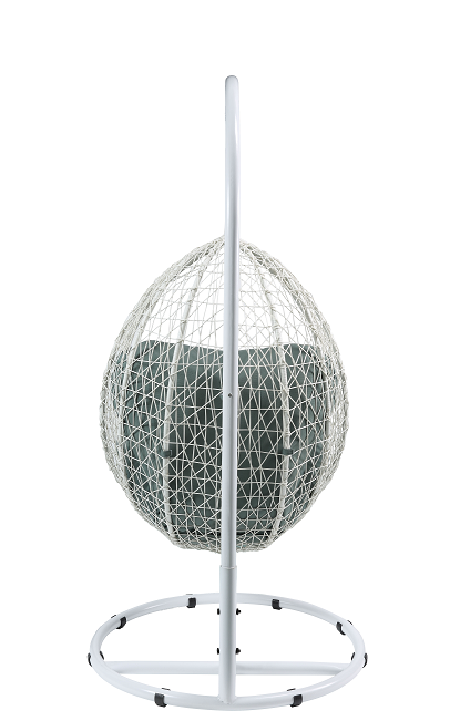 Simona Green Fabric & White Wicker Patio Swing Chair with Stand - Imperial Furniture (Las Vegas, NV) - Multi Location